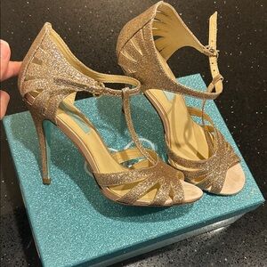 Betsey Johnson Gold Glitter Heels